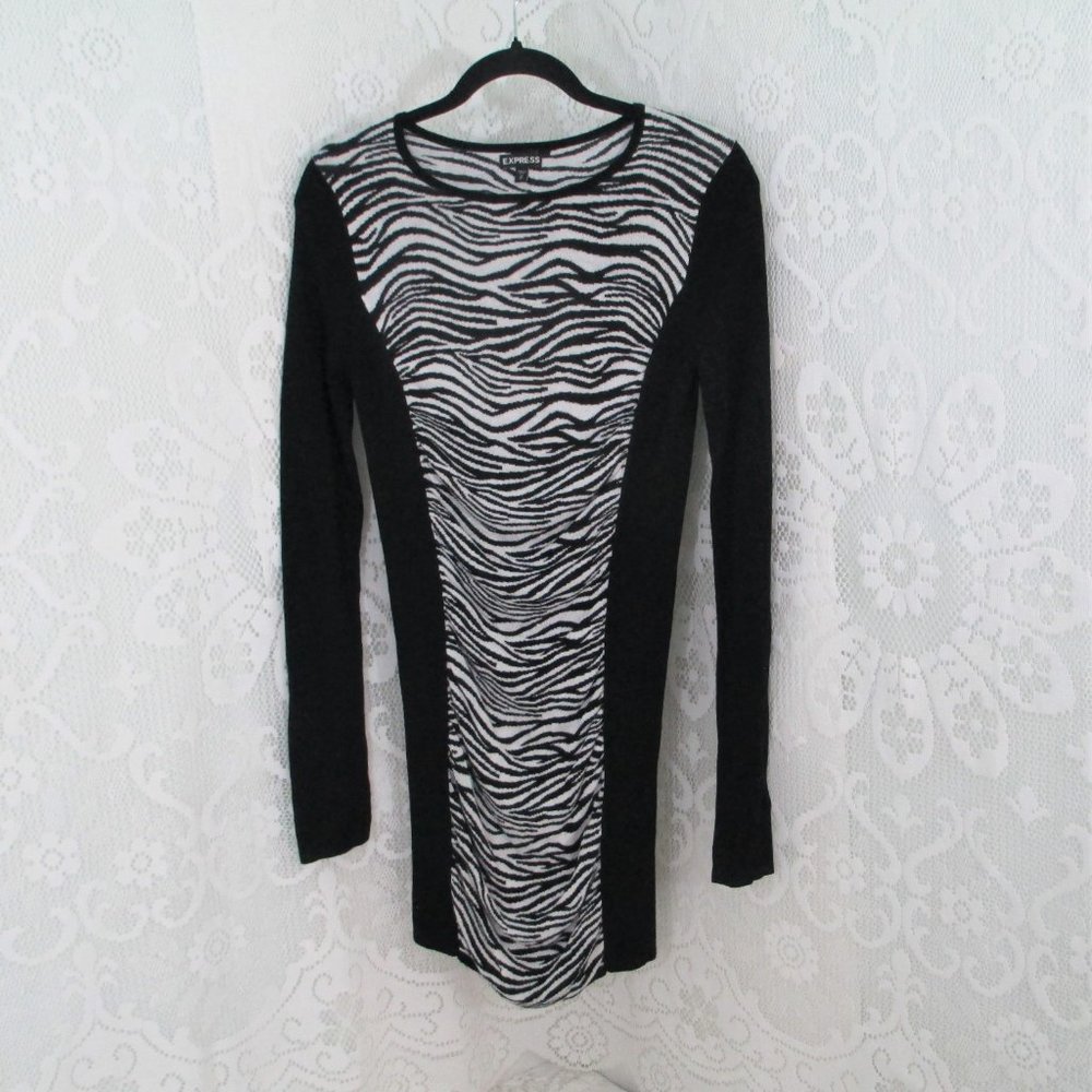 Express Zebra Print Sweater Dress